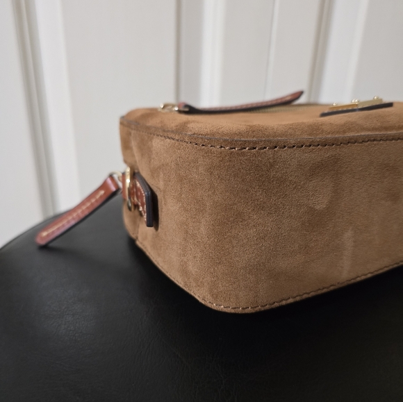 Dooney Suede Camera Zip Crossbody/Color: Amber - Picture 8 of 12